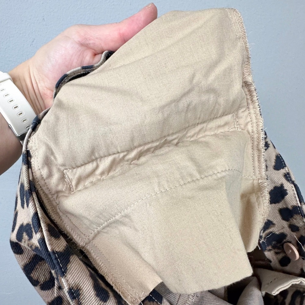 LOFT Leopard Print Pants Womens Size 8 Beige Black Side Zip Straight Leg Ankle - Picture 10 of 10